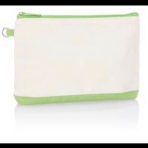 Mini Zipper Pouch - Natural w/True green